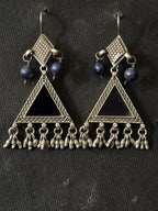 Ink Blue Glass Silver Earrings