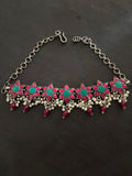 Silver Spinel and Turquoise Neckpiece