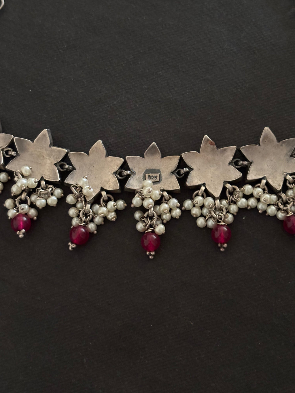 Silver Spinel and Turquoise Neckpiece