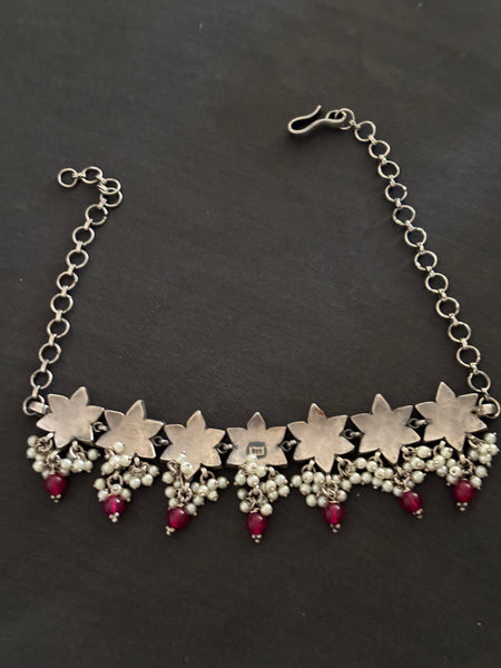 Silver Spinel and Turquoise Neckpiece