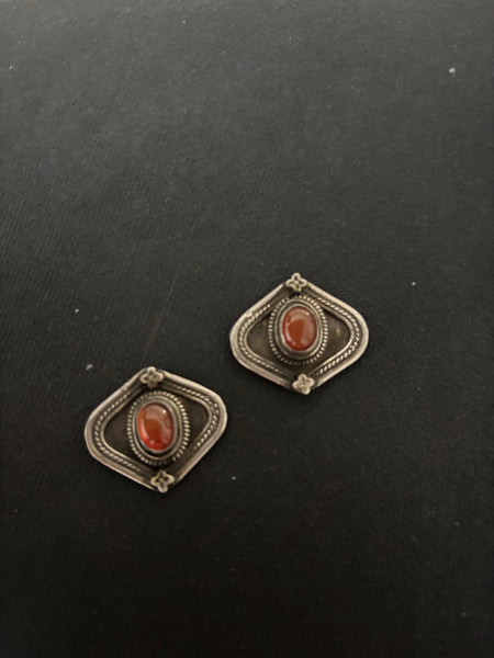 Sterling Silver Carnelian Ear Studs