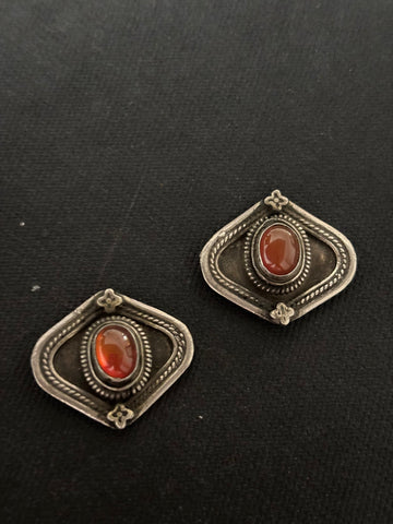 Sterling Silver Carnelian Ear Studs
