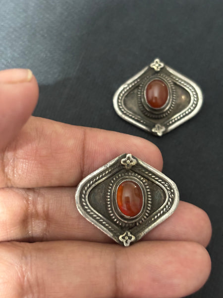 Sterling Silver Carnelian Ear Studs