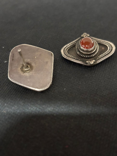 Sterling Silver Carnelian Ear Studs