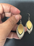 Dual Tone Silver Leaf Earrings