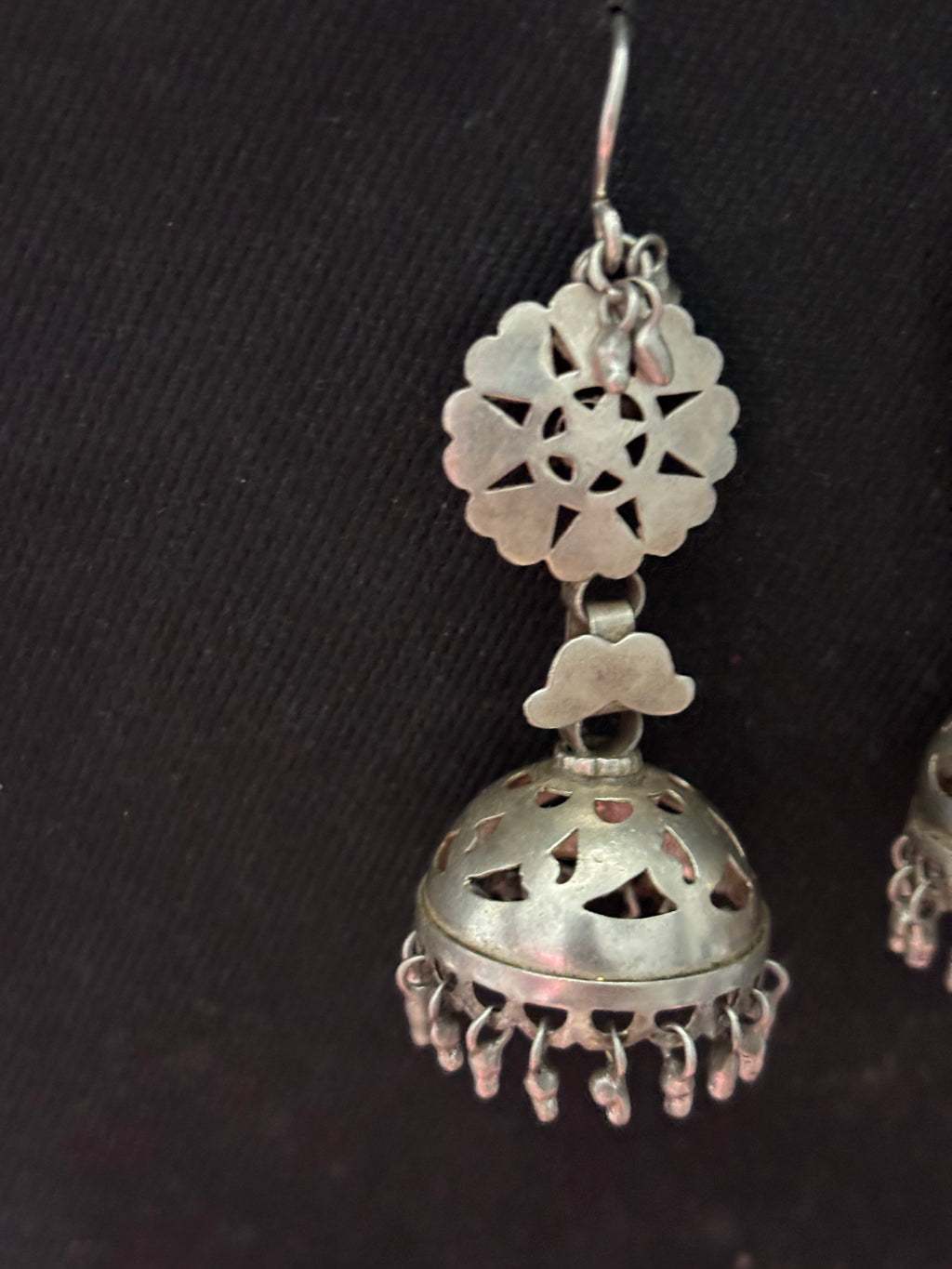 Cutwork Silver Jhumki