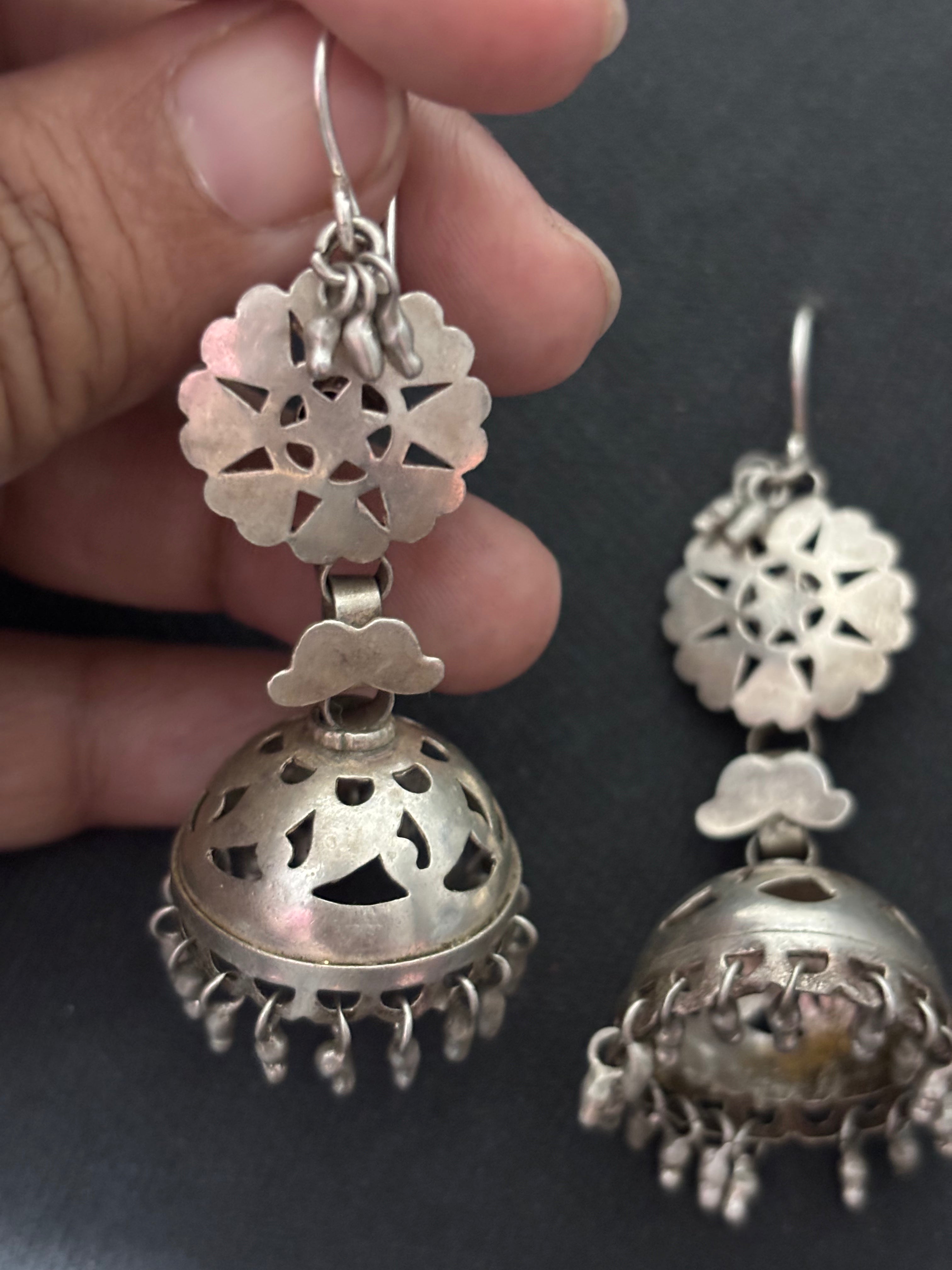 Cutwork Silver Jhumki