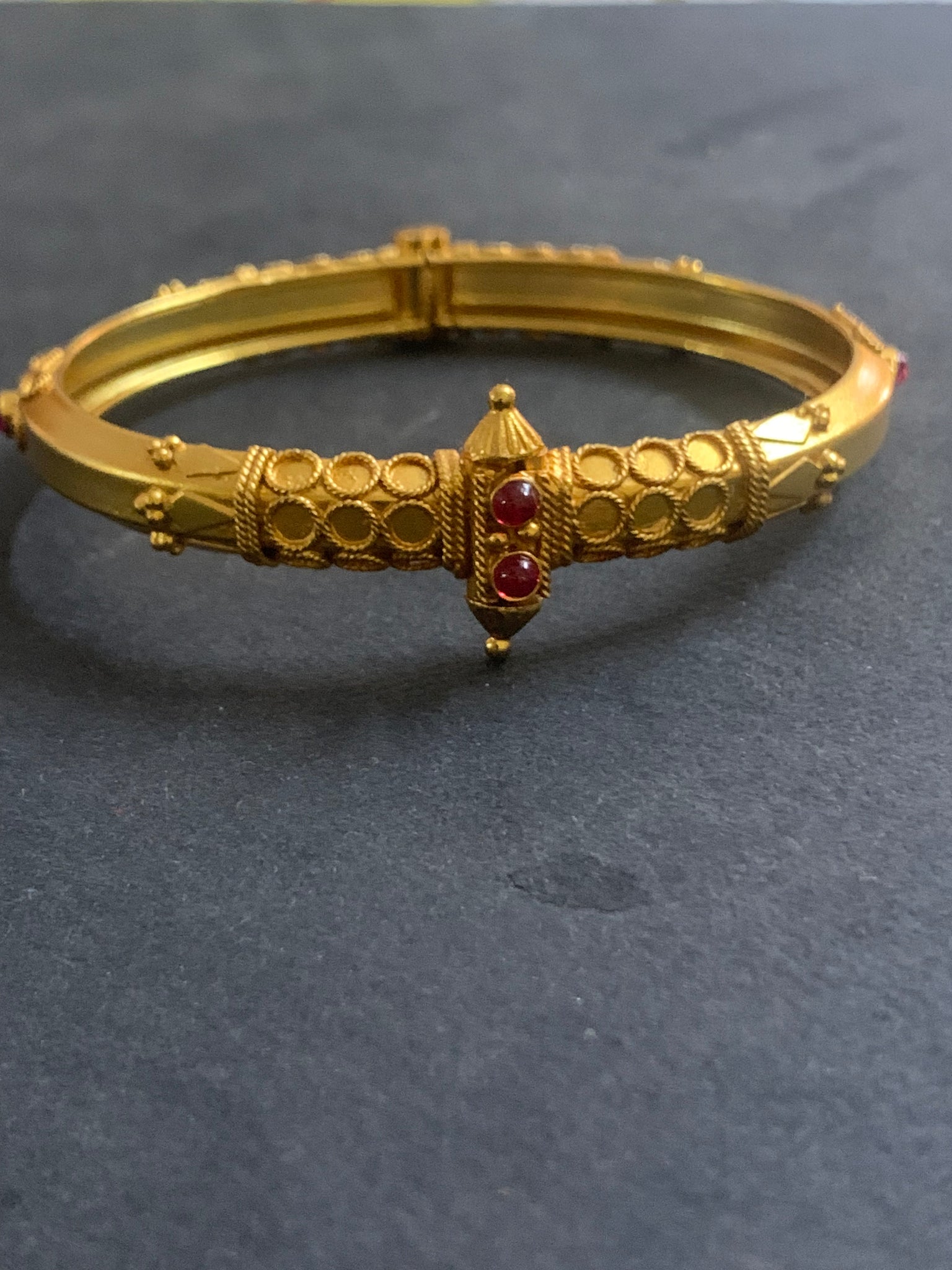 Gold Polished Silver Kodava Single Bangle