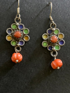 Moroccan Enamelled Silver Earrings