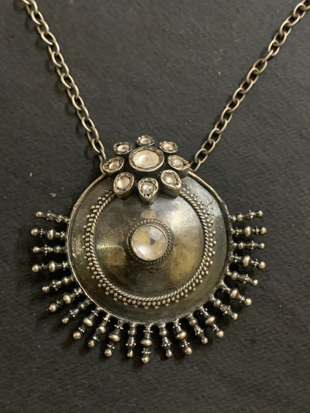 Silver Stone Round Pendant