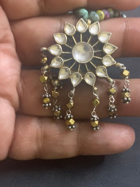 Vintage Silver Kundan Pendant