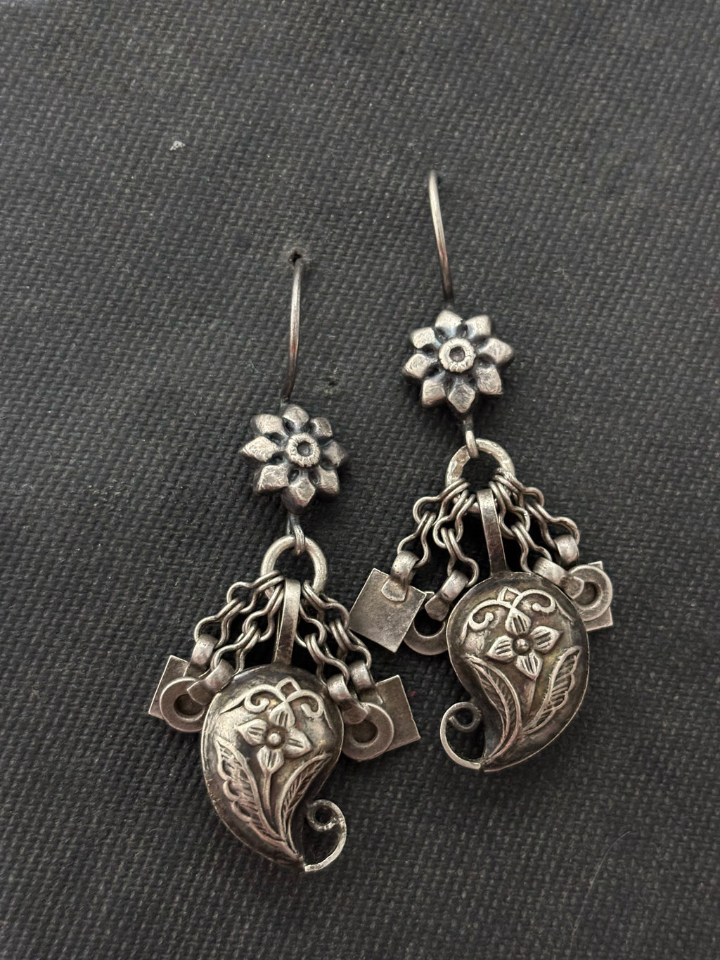 Vintage Silver Paisley Earrings