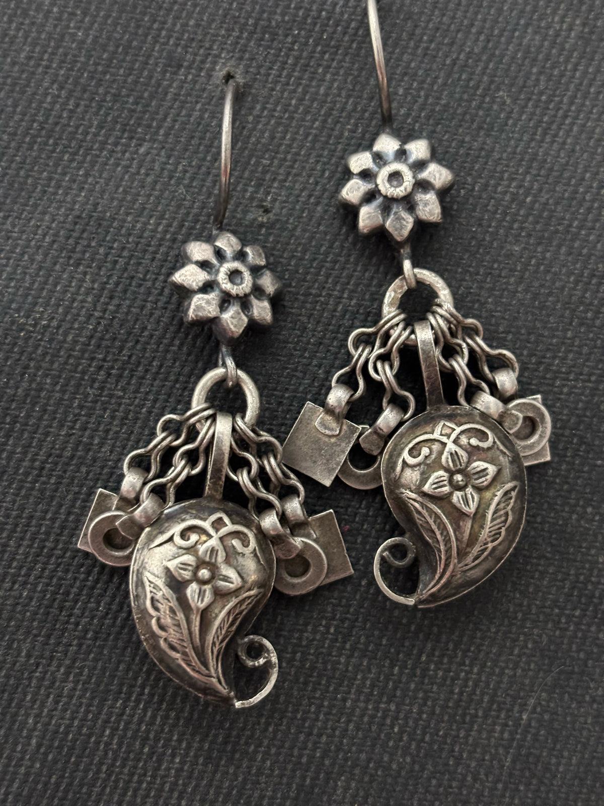 Vintage Silver Paisley Earrings