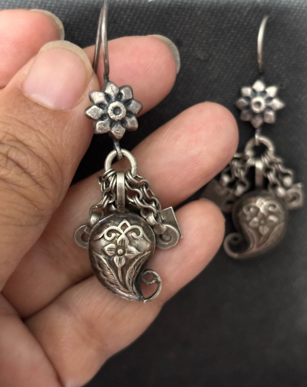 Vintage Silver Paisley Earrings