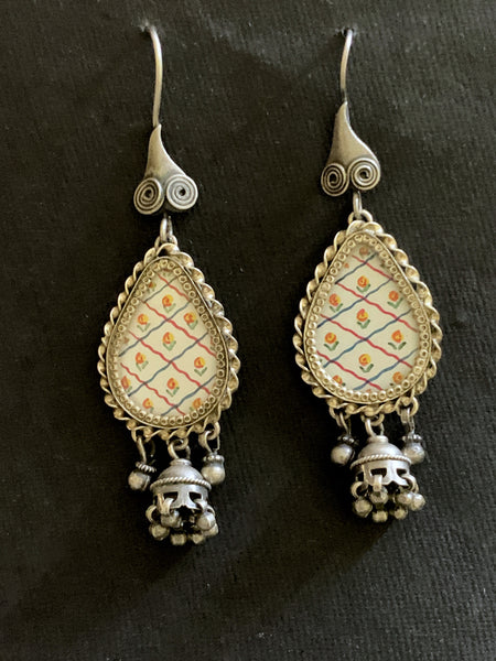 Silver Handpainted Earrings