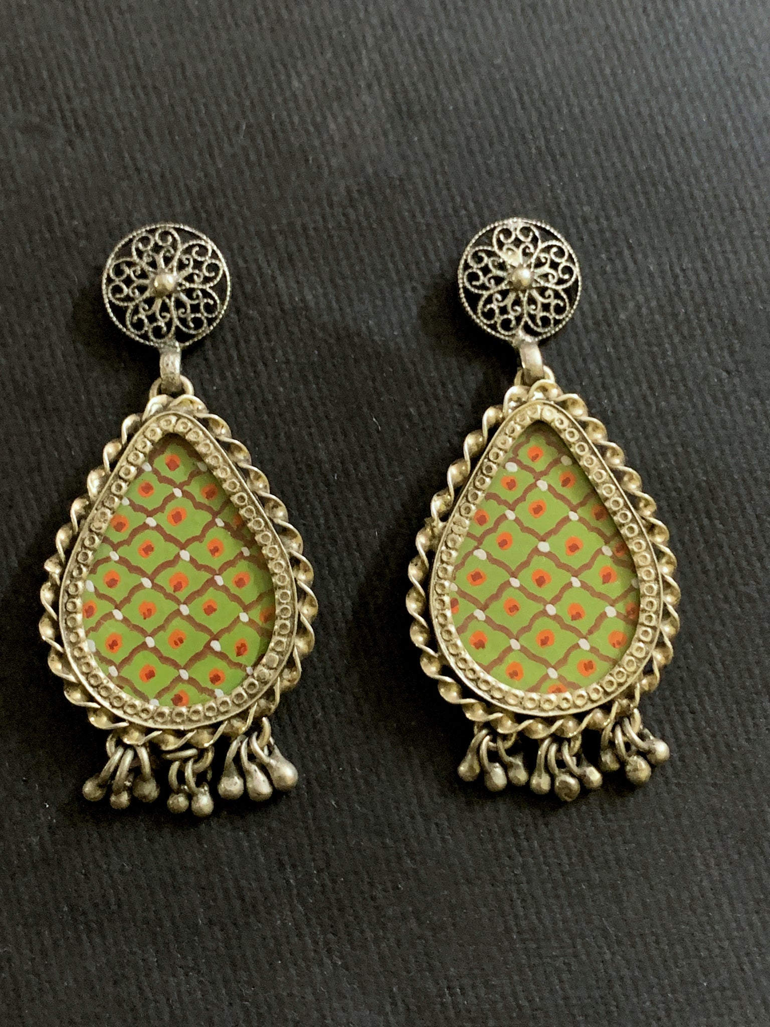 Silver Sage Green Earrings