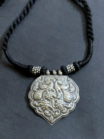 Silver Peacock Repoussé Neckpiece