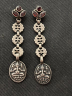 Silver Assembled Garnet Ganesh Earrings