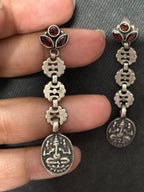 Silver Assembled Garnet Ganesh Earrings