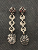 Silver Assembled Garnet Ganesh Earrings