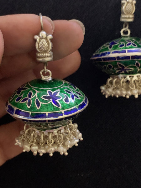 Green Blue Dome Jhumka