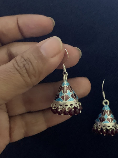 Small Cone Shaped Meenakari Jhumka