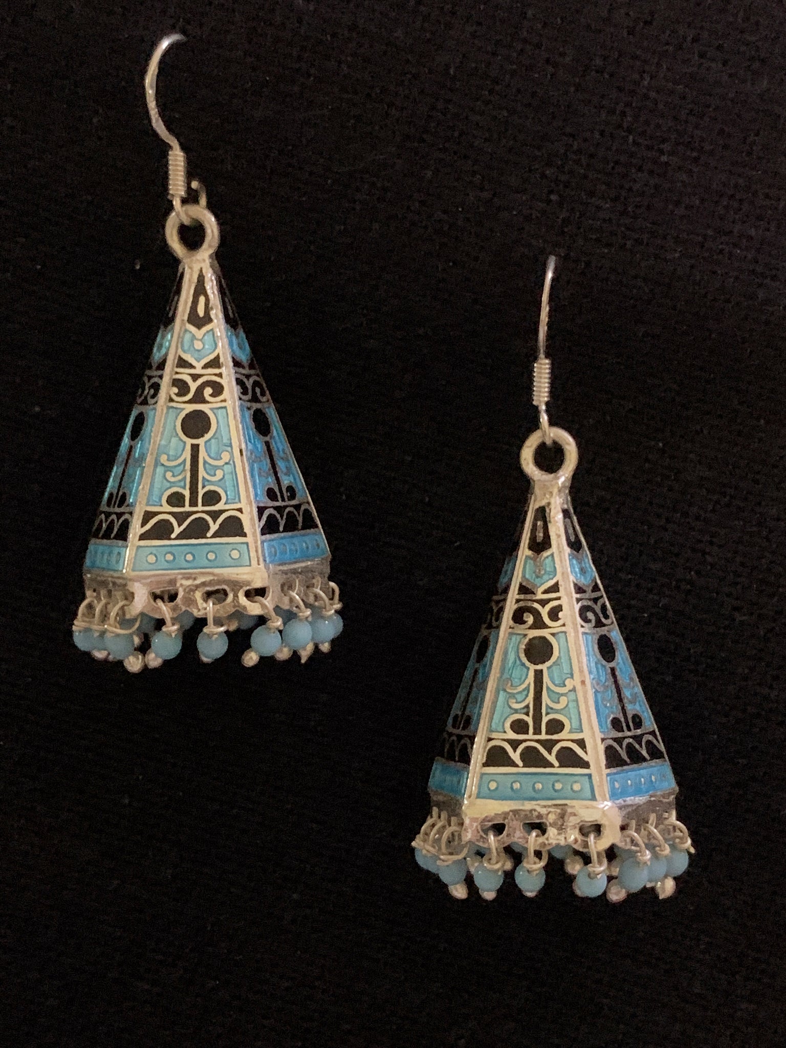 Light Blue Black Cone Jhumka