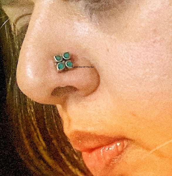 4 Stone Turquoise Nosepin