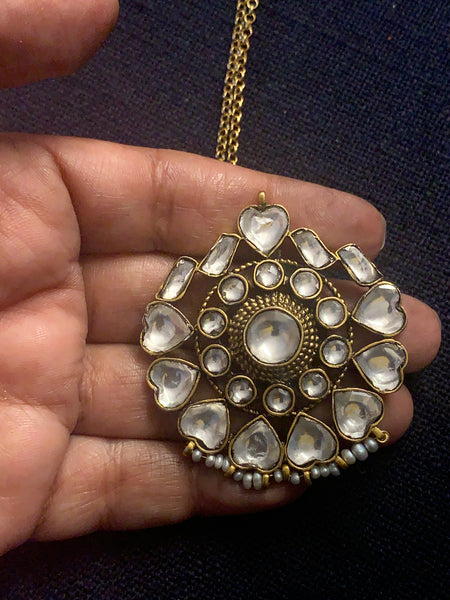 Silver Polki Pendant