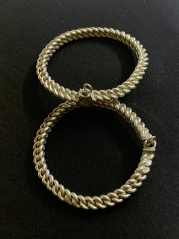 Vintage Silver Hand Braided Bangles