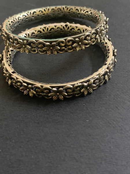 Silver Flower Bangles