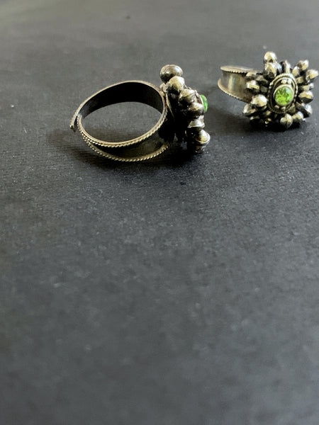 Silver Green Stone Toering