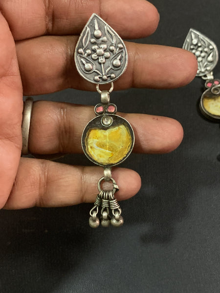 Vintage Silver Glass Earrings