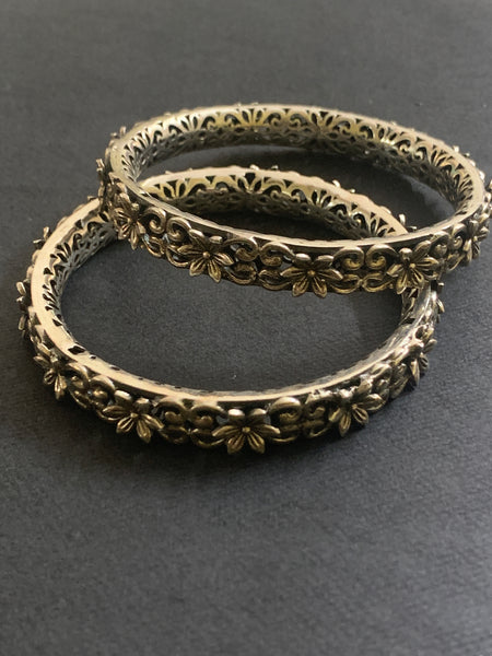 Silver Flower Bangles