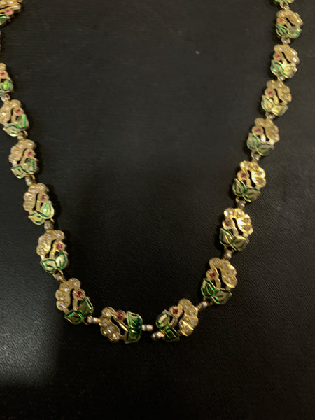 Silver Gilded Meenakari chain